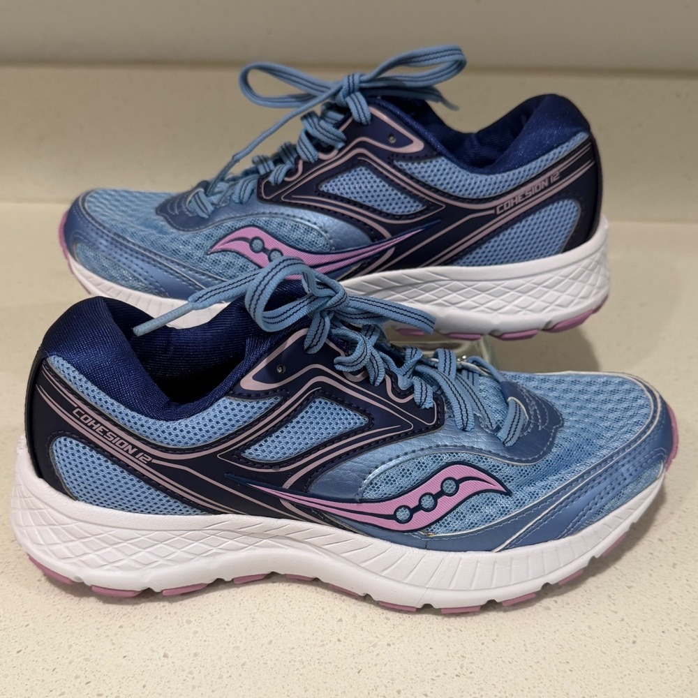 Saucony Cohesion 12 Womens Running Shoes Blue Pink Size 6 Very Clean
